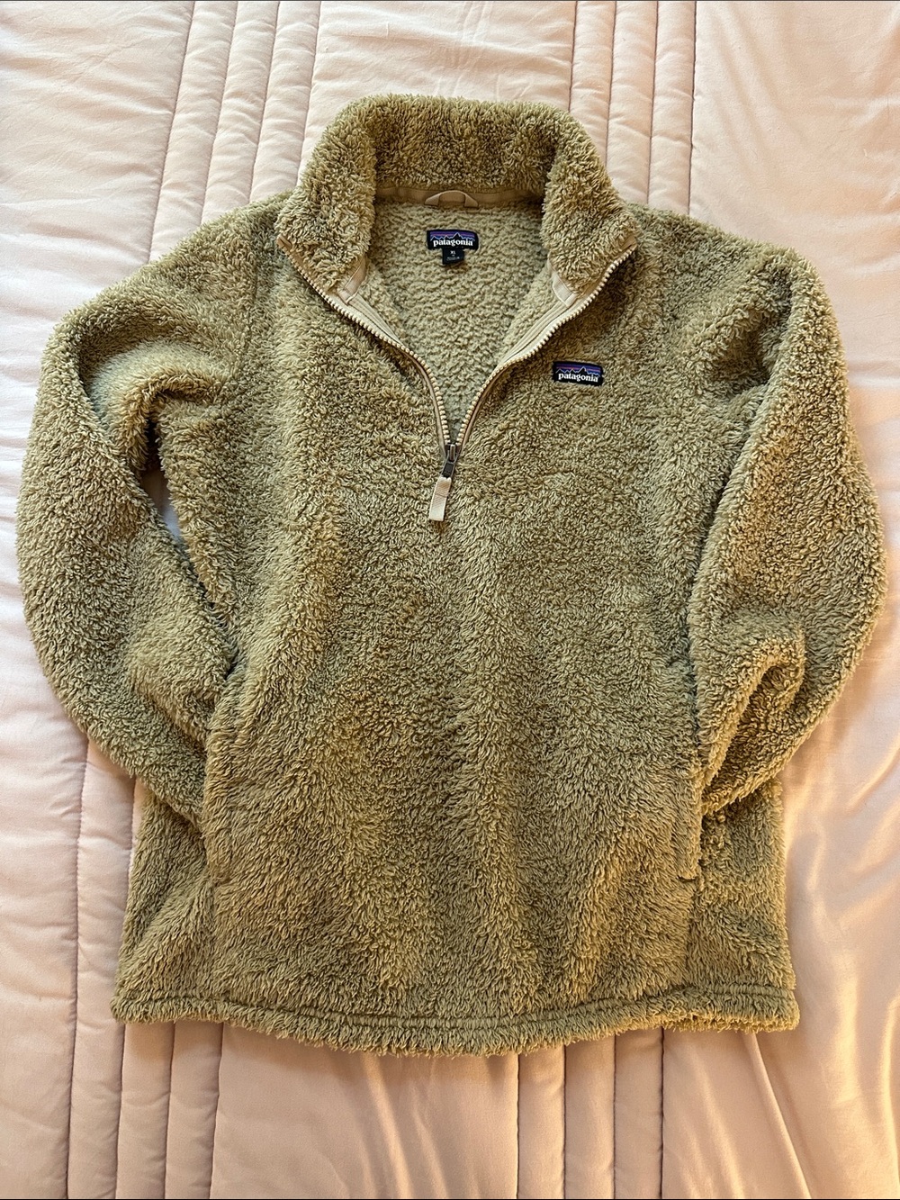 Patagonia Girls XL (14) Quarter Zip Tan Pullover